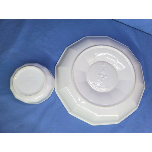 Christmas Tree Chip & Dip Pfaltzgraff 2 Pc Set White Made in USA - Picture 3 of 10